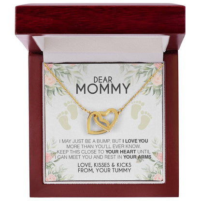 Dear Mommy - Love From Your Tummy- Necklace Interlocking Hearts Necklace