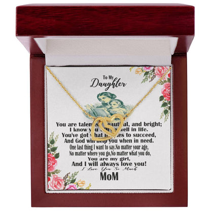 Gift For Daughter Massage Card Design Interlocking Hearts Necklace