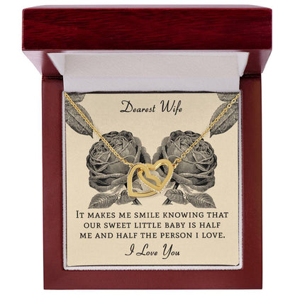 Dear Wife It Makes Me Smile Knowing That Our Sweet Little Baby Interlocking Hearts Necklace