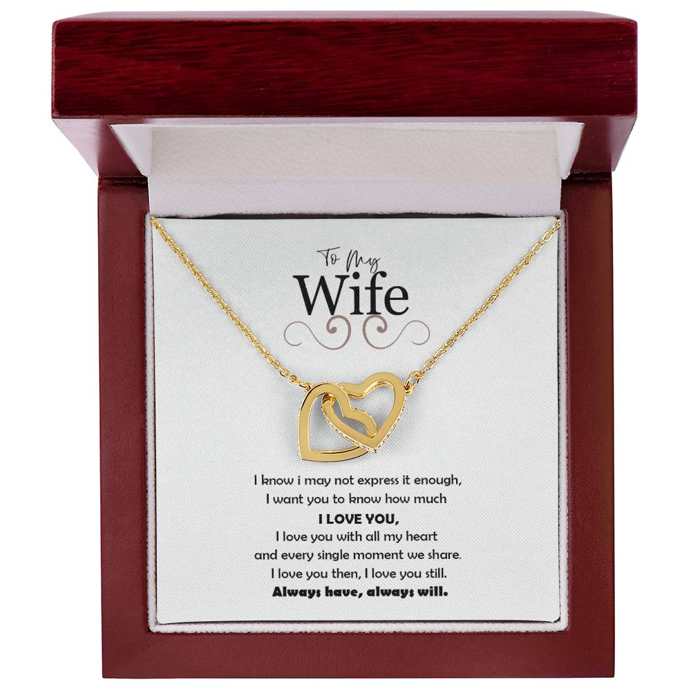 To My Wife-Love You Always Interlocking Hearts Necklace