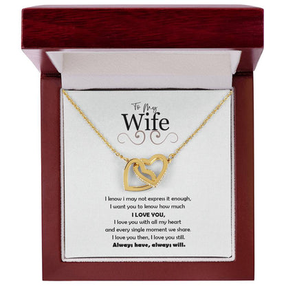 To My Wife-Love You Always Interlocking Hearts Necklace
