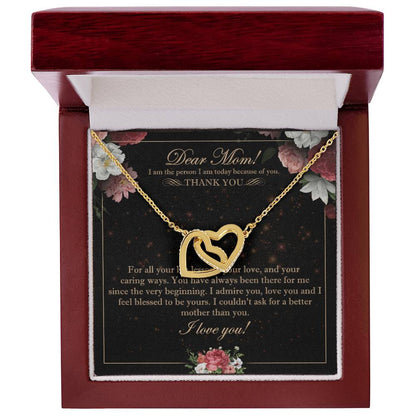 Dear Mom Interlocking Hearts Necklace Message Card