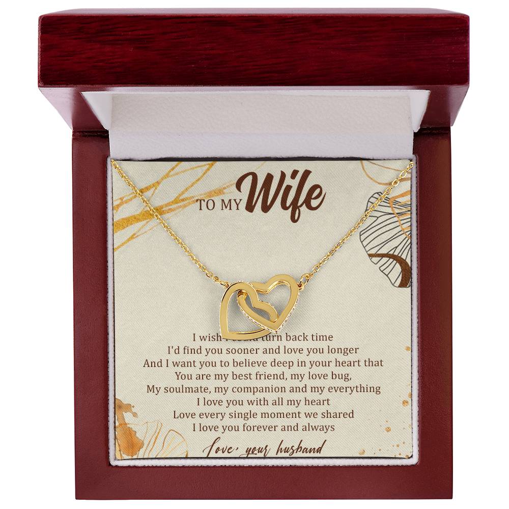 To My Wife Interlocking Hearts Necklace Message Card