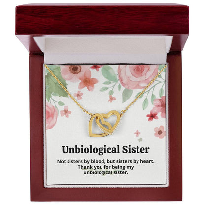 Unbiological Sister Necklace Interlocking Hearts Necklace