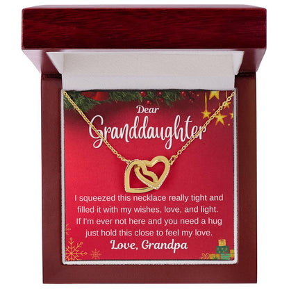 Christmas Gift For Granddaughter - Hold This Close To Feel My Love Interlocking Hearts Necklace