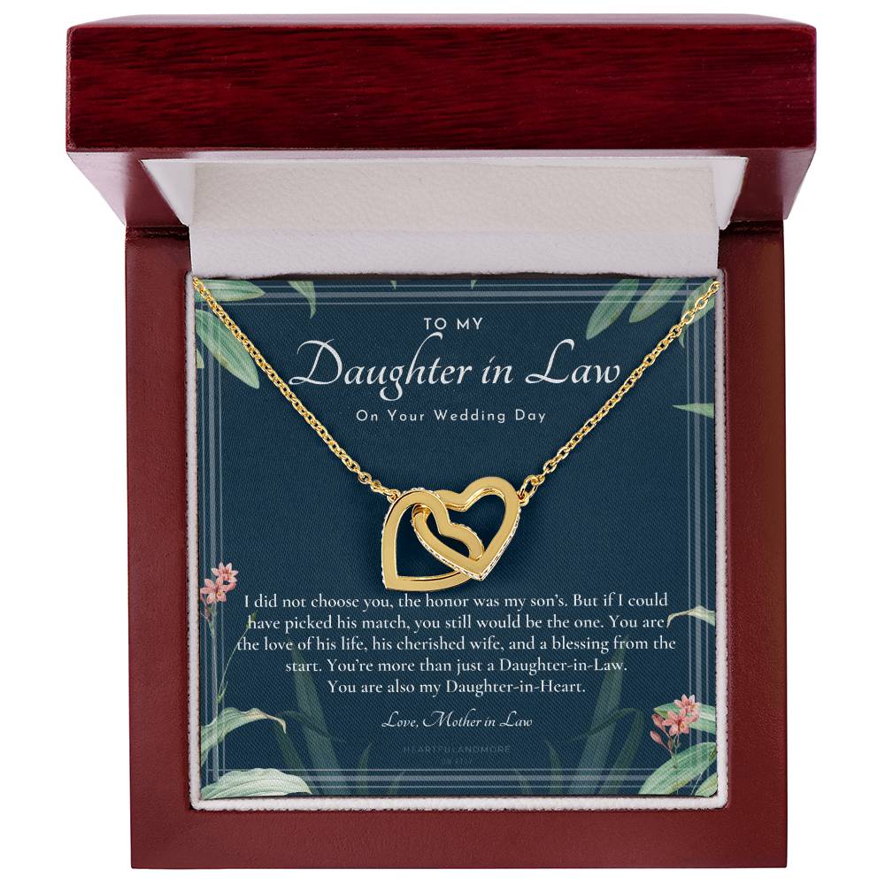 Daughter-In-Law Gift Necklace Wedding Gift Jewelry From Mother-In Law Gift For Bride Daughter-In-Heart Interlocking Hearts Necklace