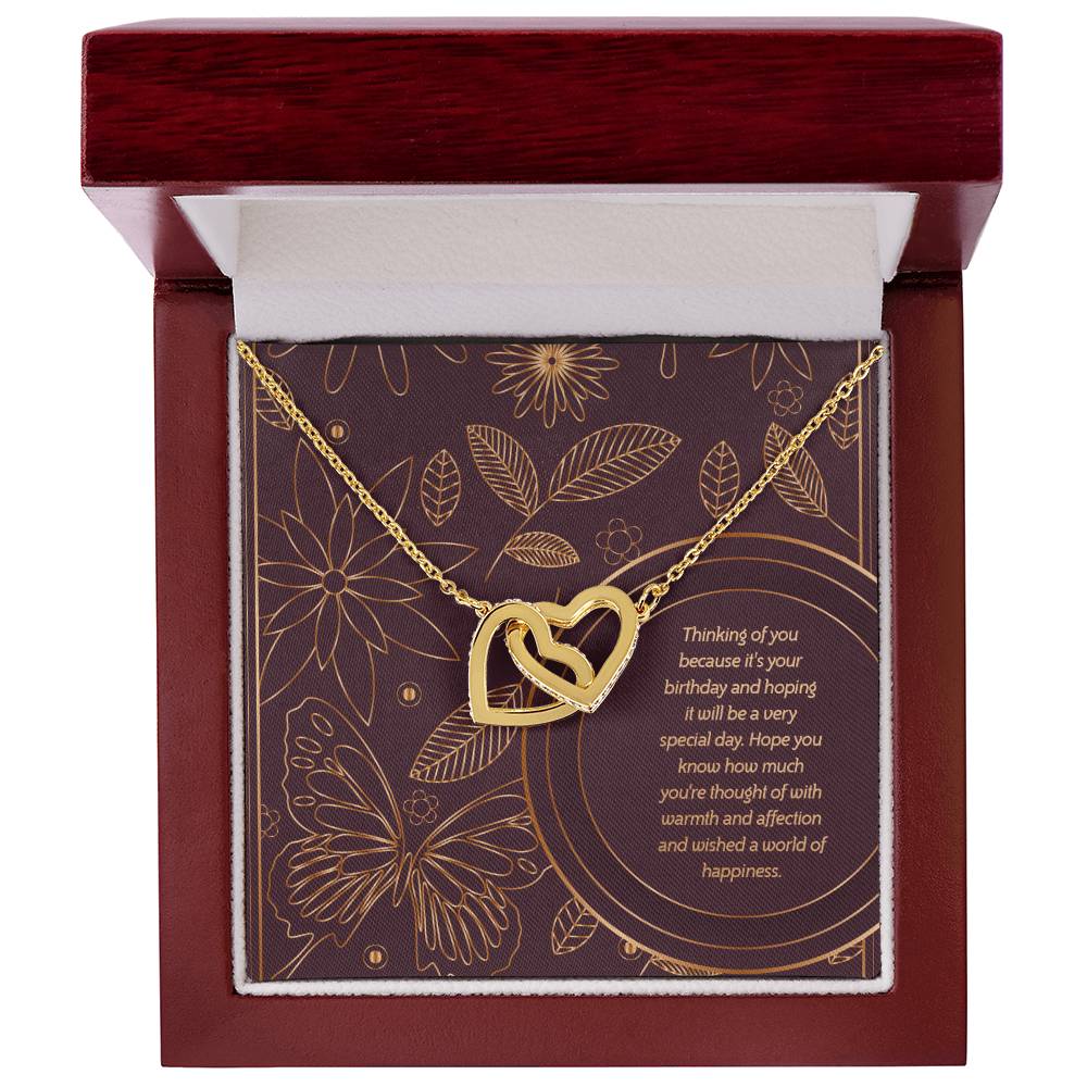 Birthday Edition Wishing You A World Of Happiness Mom! - Interlocking Hearts Necklace