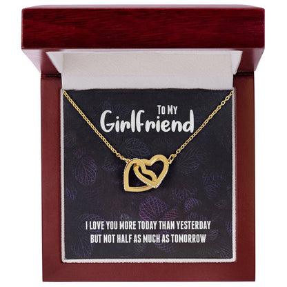 Beautiful Girlfriend Necklace Gift - I Love You Interlocking Hearts Necklace