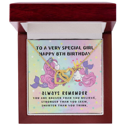 8Th Birthday Gift 8Th Birthday Necklace Gift Happy 8Th Birthday Gift Gift For 8 Year Birthday Girl Interlocking Hearts Necklace