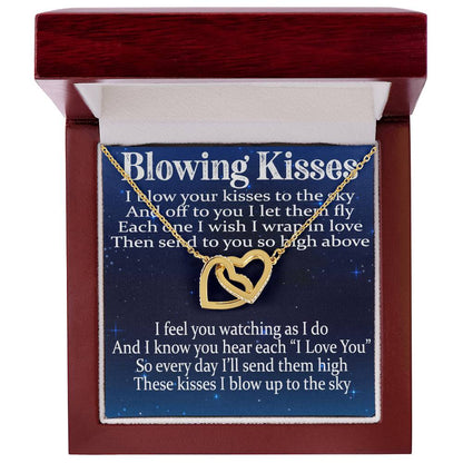 Blowing Kisses Remembrance Necklace Gift Interlocking Hearts Necklace