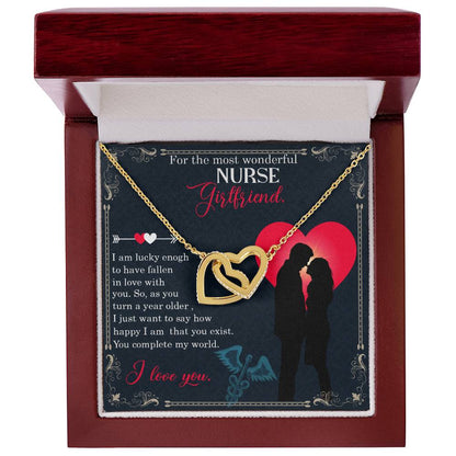 For The Most Wonderful Nurse Girlfriend - Interlocking Heart Necklace Interlocking Hearts Necklace