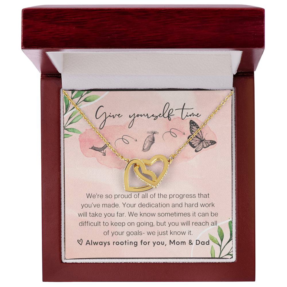 From Parents Interlocking Hearts Necklace Butterfly Encouragement