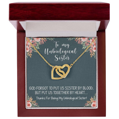 Unbiological Sister Interlocking Hearts Necklace Gift Best Friend Necklace Soul Sister Bridesmaid Gift Bff Gift