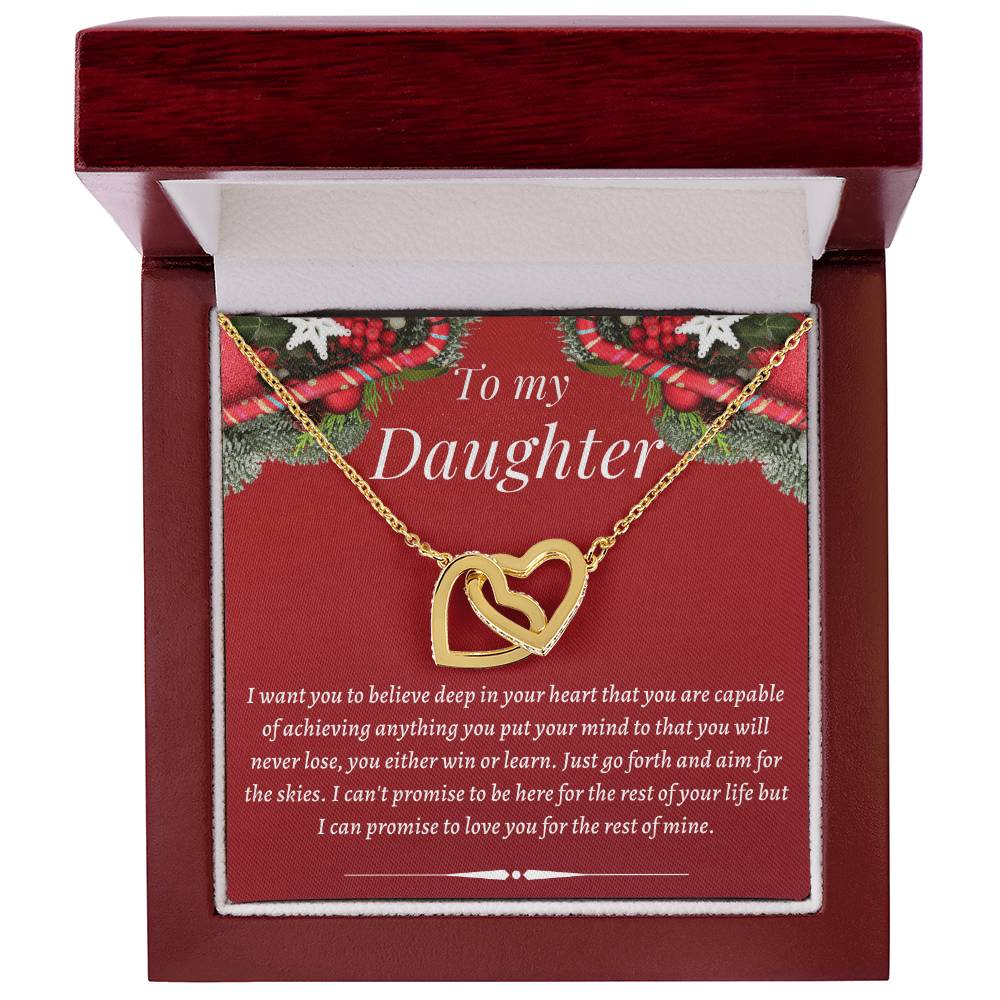 Christmas Gift To Daughter - I Can'T Promise To Be Here For The Rest Of Your Life But I Can Promise To Love You For The Rest Of Mine Interlocking Hearts Necklace