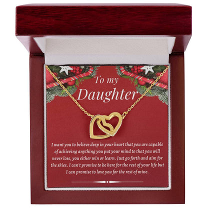 Christmas Gift To Daughter - I Can'T Promise To Be Here For The Rest Of Your Life But I Can Promise To Love You For The Rest Of Mine Interlocking Hearts Necklace