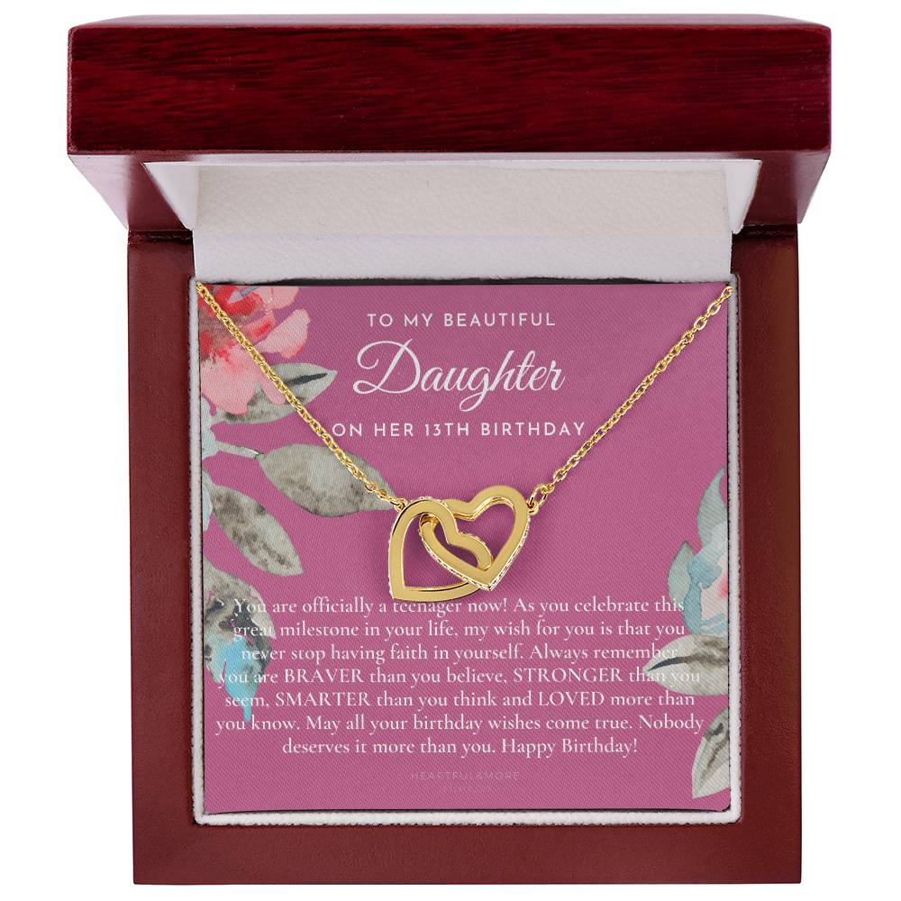 Daughter 13Th Birthday Gift Gift For 13 Year Old Girl Gifts 13Th Birthday Girl 13Th Birthday Gift Thirteenth Birthday Necklace Teen Birthday Gift Official Teenager Interlocking Hearts Necklace