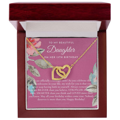 Daughter 13Th Birthday Gift Gift For 13 Year Old Girl Gifts 13Th Birthday Girl 13Th Birthday Gift Thirteenth Birthday Necklace Teen Birthday Gift Official Teenager Interlocking Hearts Necklace
