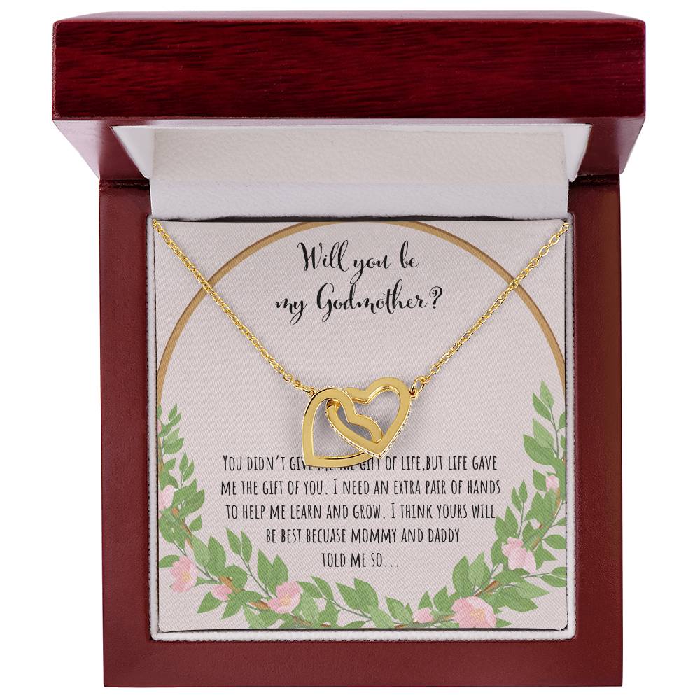 Will You Be My Godmother You Didn'T Give Me The Gift Of Life Interlocking Hearts Necklace
