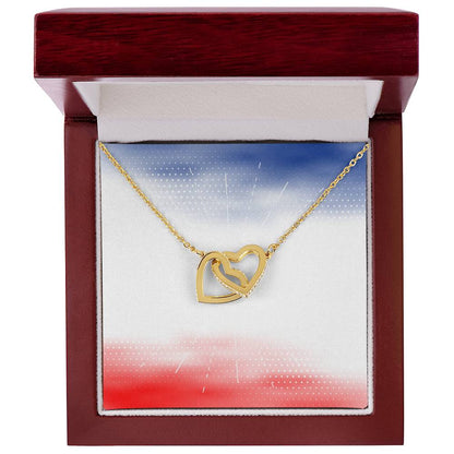 4Th Of July American Flag Vintage Usa Men Women Patriotic Interlocking Hearts Necklace
