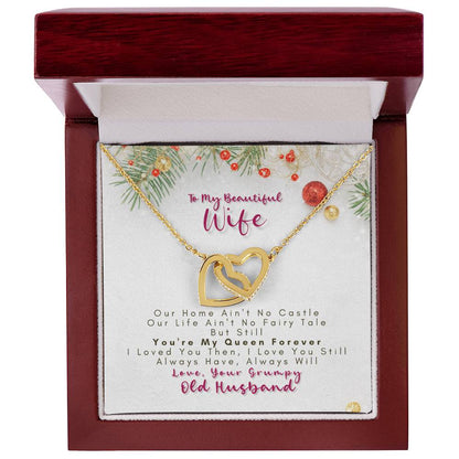 To My Wife - You'Re My Queen Forever - Necklace Interlocking Hearts Necklace