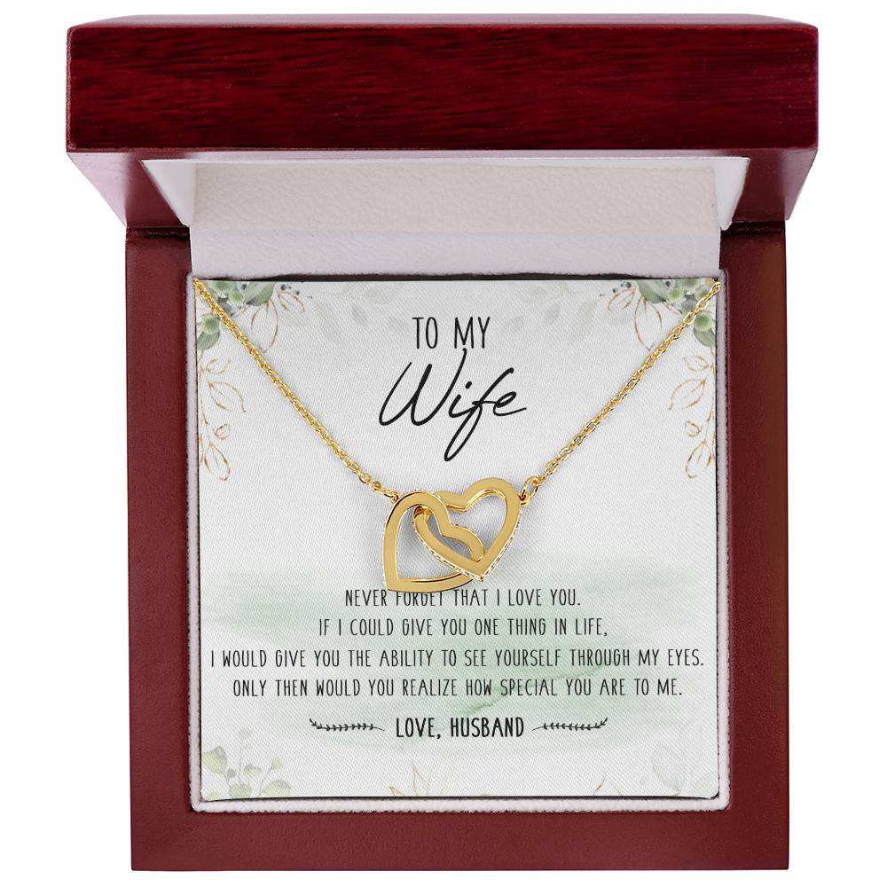 To My Wife Interlocking Hearts Necklace Message Card