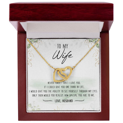 To My Wife Interlocking Hearts Necklace Message Card