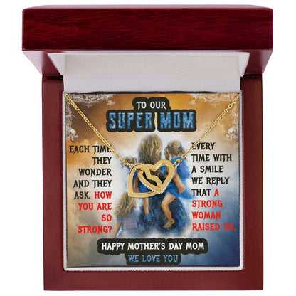 To Our Mom Super Mom Interlocking Hearts Necklace