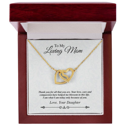 'To My Loving Mom' Linked Hearts - Thank You For All That You Are Interlocking Hearts Necklace