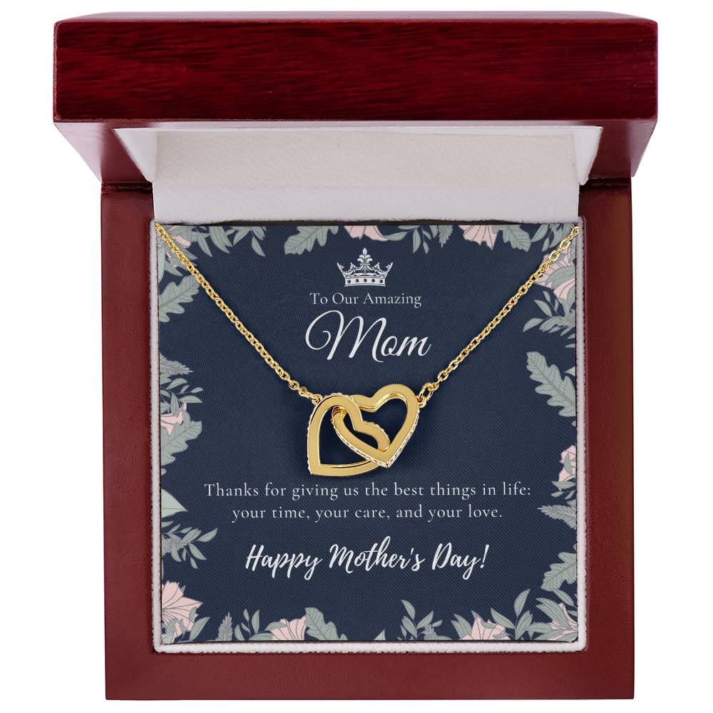 To Our Amazing Mom Necklace Happy Mother’S Day Gift Personalized Mom Gift Mothers Necklace Gift For Mom Best Mom Gift Interlocking Hearts Necklace