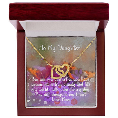 Daughter Butterfly - Hearts Necklace Interlocking Hearts Necklace