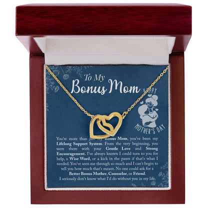Bonus Mom - You'Ve Been My Lifelong Support System Interlocking Hearts Necklace