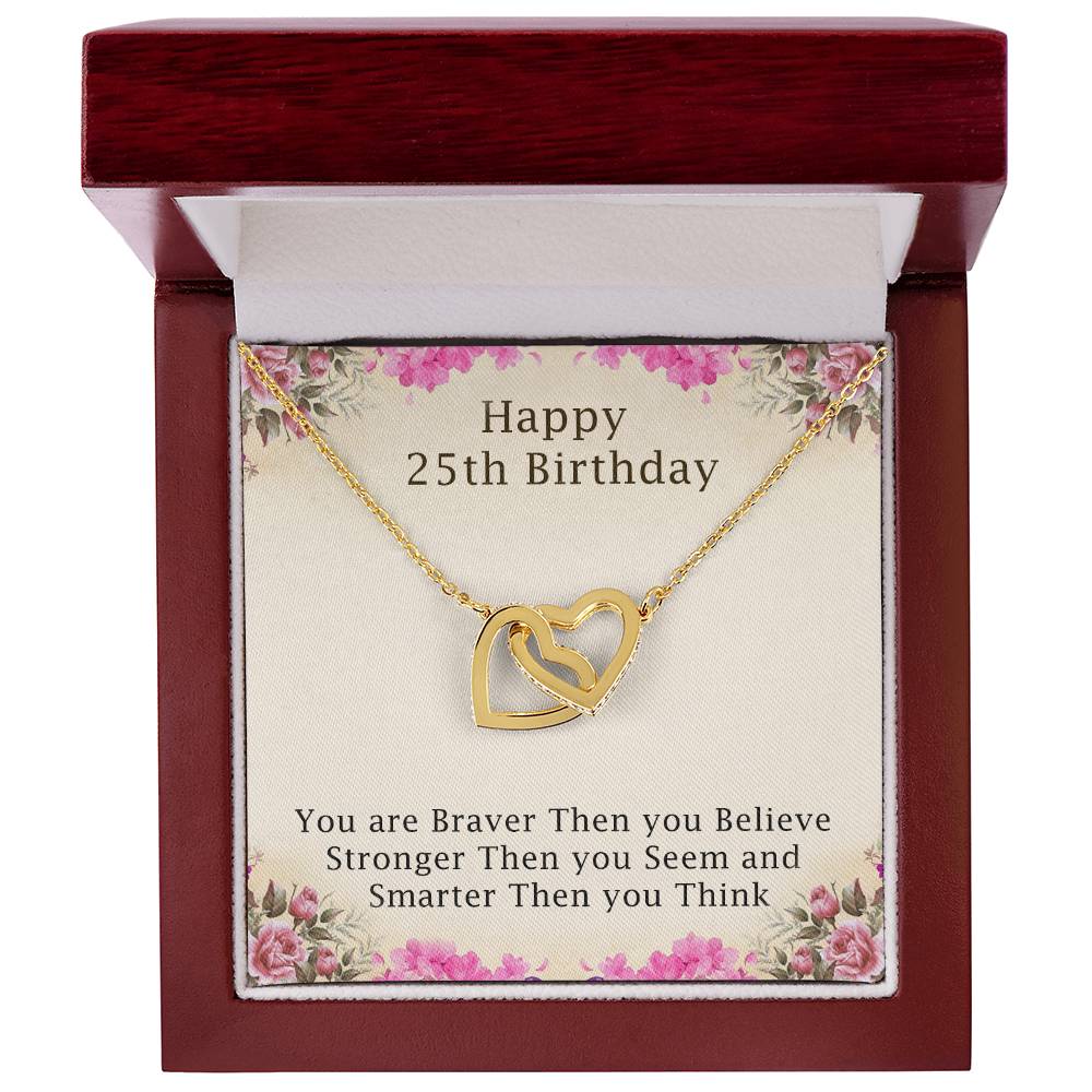 25Th-Birthday Gifts For Girls 25Th Birthday Necklace 25Th Birthday Gift Girl. Gift For Sister Best Friend Interlocking Hearts Necklace