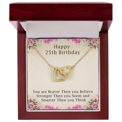 25Th-Birthday Gifts For Girls 25Th Birthday Necklace 25Th Birthday Gift Girl. Gift For Sister Best Friend Interlocking Hearts Necklace