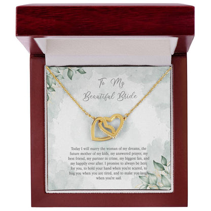 Wedding Day Gift For Bride From Groom - Woman Of My Dreams Interlocking Hearts Necklace