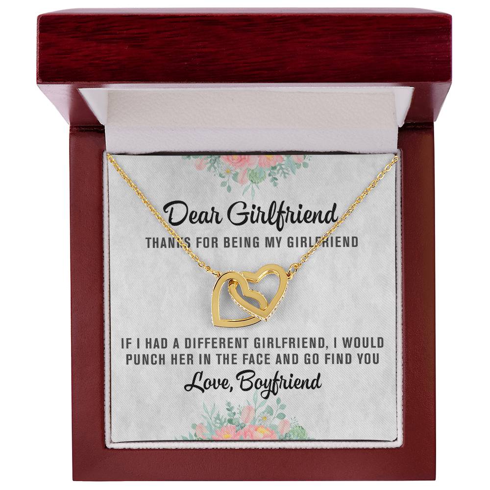 Dear Girlfriend Interlocking Hearts Necklace Message Card