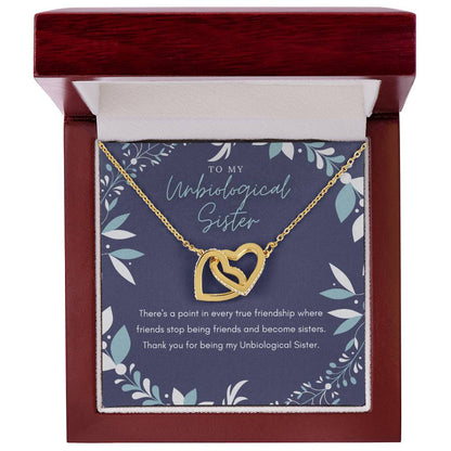 Unbiological Sister Interlocking Hearts Necklace