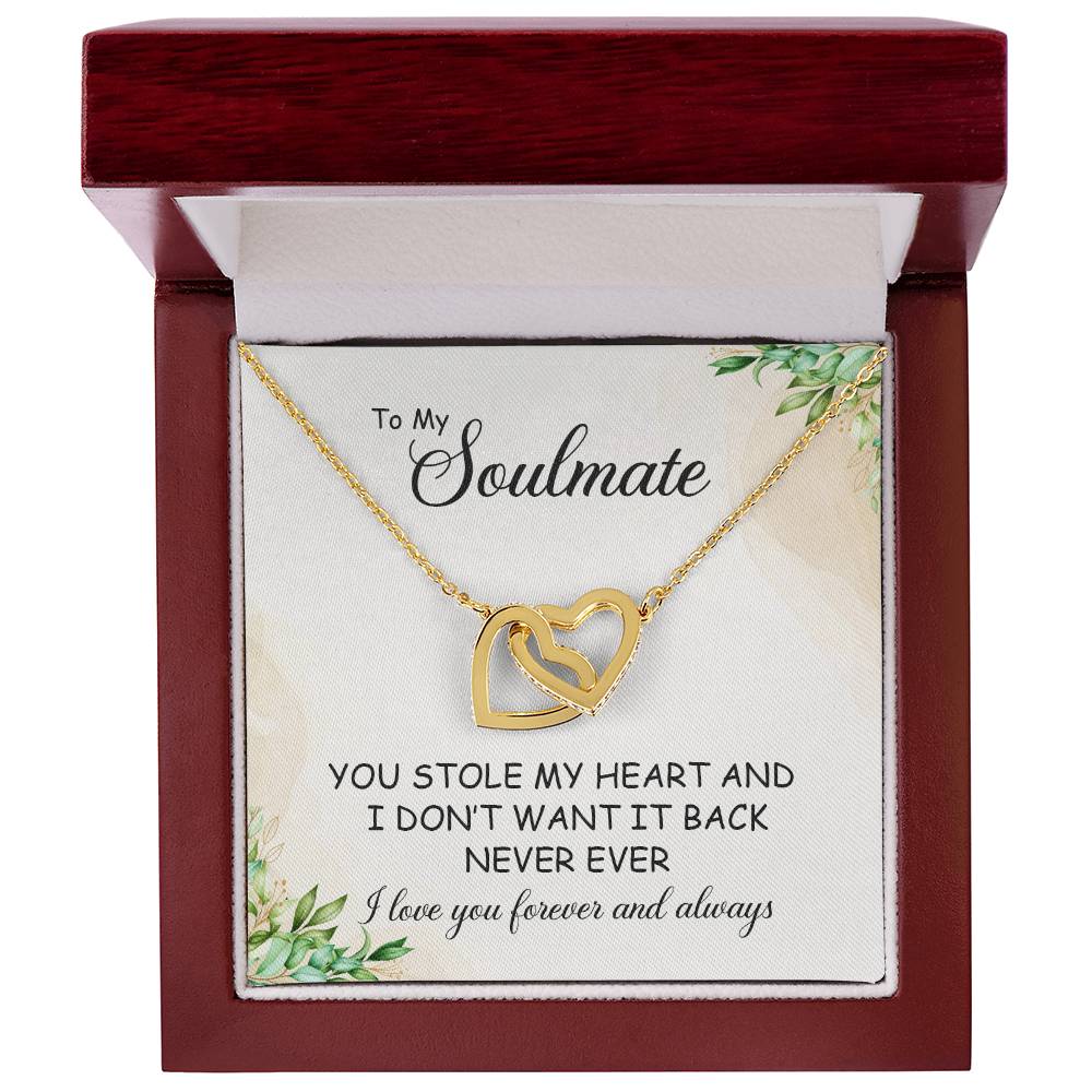 To My Wonderful Wife - Love From Soulmate - Love For Partner Interlocking Hearts Necklace