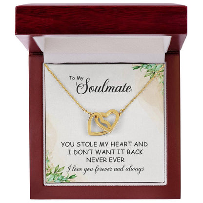 To My Wonderful Wife - Love From Soulmate - Love For Partner Interlocking Hearts Necklace