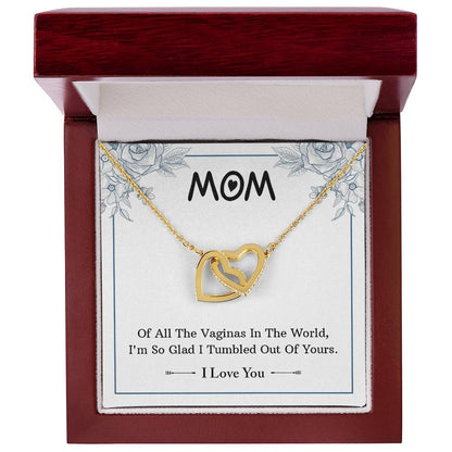 Gift For Mom - Of All The Vaginas Interlocking Hearts Necklace