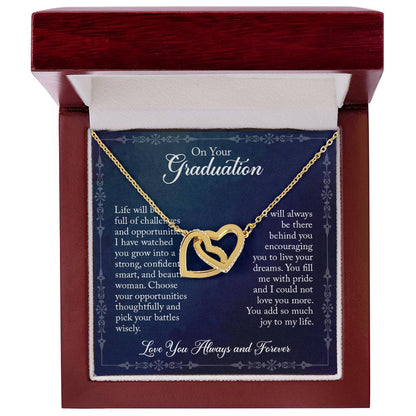 Daughter On Your Graduation - Linked Hearts Necklace Interlocking Hearts Necklace
