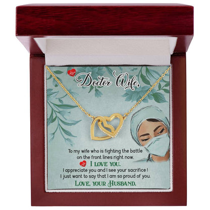 Dear Wife - I Appreciate You And I See Your Sacrifice - Interlocking Heart Necklace Interlocking Hearts Necklace