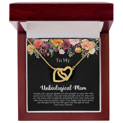 Unbiological Mom Necklace Interlocking Hearts Necklace