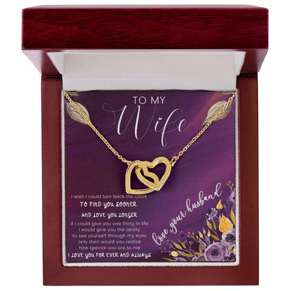 To My Wife Heart Lock Necklace Interlocking Hearts Necklace