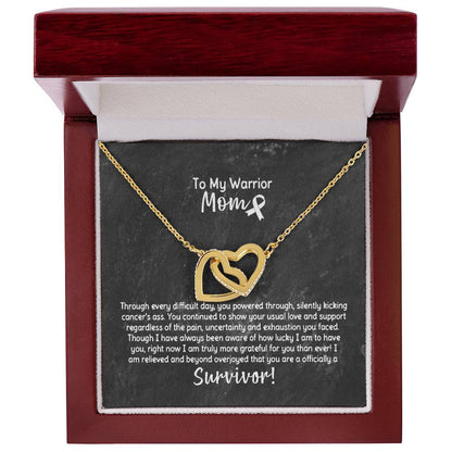 Warrior Mom Survivor Necklace Interlocking Hearts Necklace