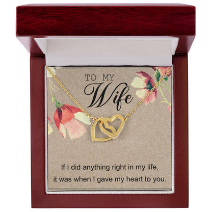 To My Wife Interlocking Hearts Necklace Message Card