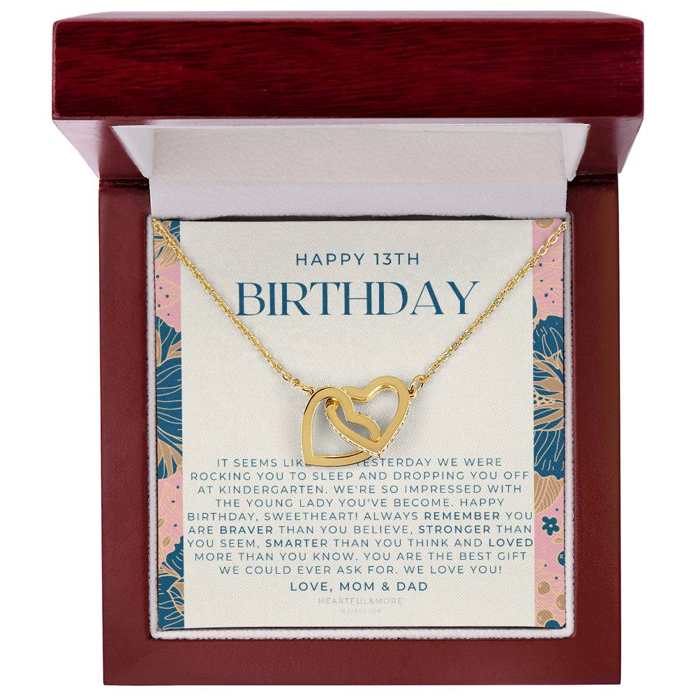 Gift For 13 Year Old Girl Gifts 13Th Birthday Girl 13Th Birthday Gift Thirteenth Birthday Necklace Teen Birthday Gift Official Teenager Interlocking Hearts Necklace
