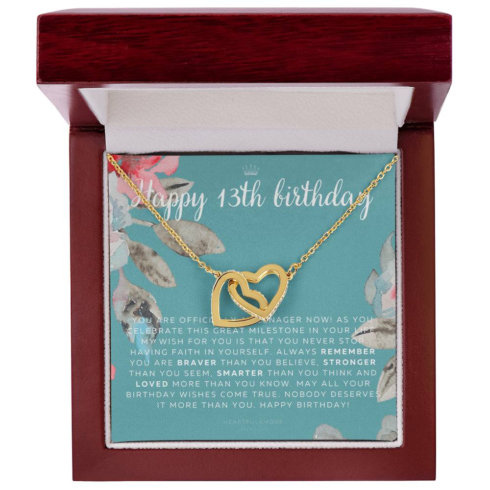 Gift For 13 Year Old Girl Gifts 13Th Birthday Girl 13Th Birthday Gift Thirteenth Birthday Necklace Teen Birthday Gift Official Teenager Interlocking Hearts Necklace
