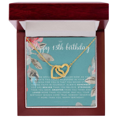 Gift For 13 Year Old Girl Gifts 13Th Birthday Girl 13Th Birthday Gift Thirteenth Birthday Necklace Teen Birthday Gift Official Teenager Interlocking Hearts Necklace