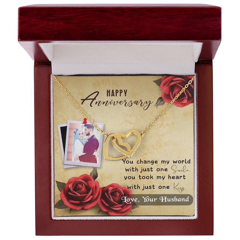 Anniversary Best Gift For Wife Interlocking Hearts Necklace With On Demand Message Card