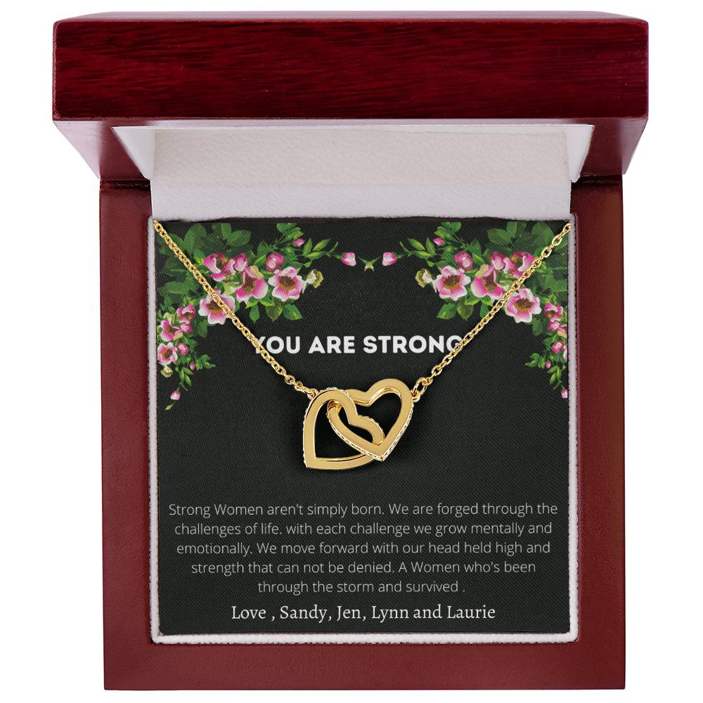 You Are Strong Interlocking Hearts Necklace